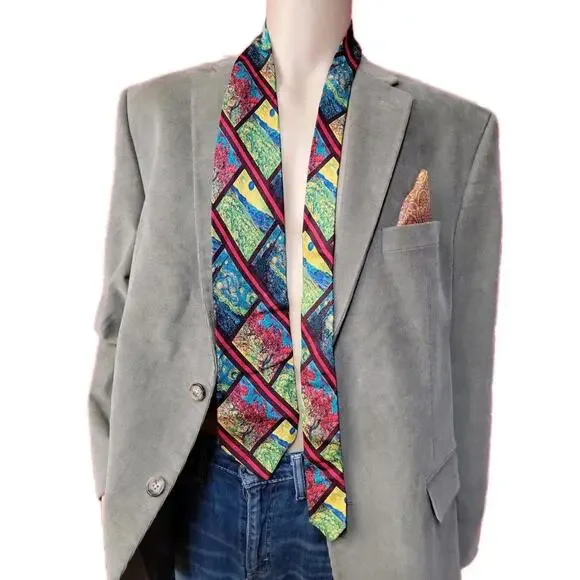 BRIONI by Santostefano100% Silk tie Made in ITALY Bright colors Abstract 57